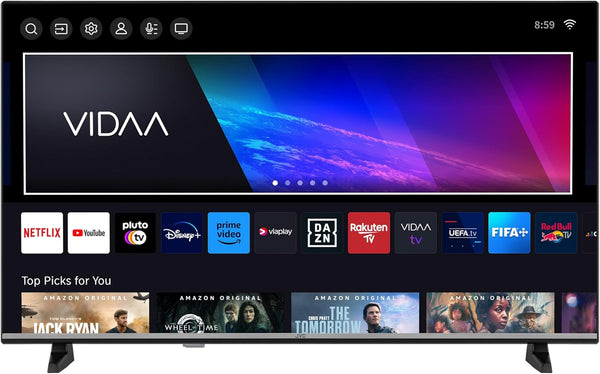JVC Fernseher 40 Zoll Smart TV VIDAA LT-40VDF5455 Full HD Fernseher, HDR TV Mit Integriertem Triple-Tuner, LED TV Schwarz