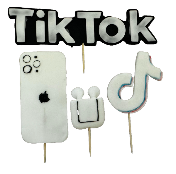 Set mit 4 essbaren Zuckerpastendekorationen, TikTok
