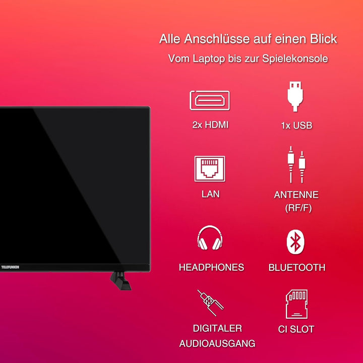 Telefunken Fernseher 32 Zoll Smart TV Powered by Tivo (Full HD, HDR, Triple-Tuner, 6 Monate HD+ Inkl.) XF32TO750S