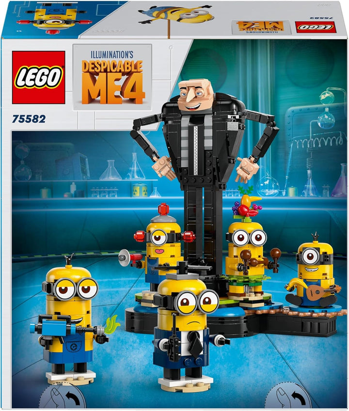 LEGO I - Pur și simplu Incorigibil 4 Gru și Minionii Cărămizi, personaje de film de jucărie dansatoare pentru a construi, juca și expune, cadou pentru băieți și fete 75582