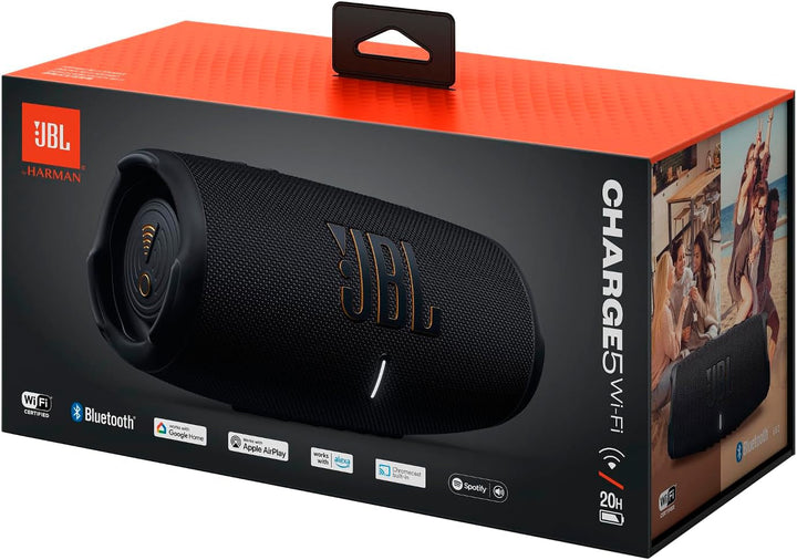 JBL Charge 5 Wifi - Difuzor wireless cu Bluetooth și Wifi - rezistent la apă și praf - Powerbank integrat - autonomie de până la 20 de ore - negru