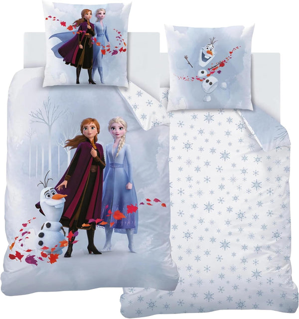 Bettwäsche 135X200 Flanell, Biber Mädchen, Eiskönigin Anna ELSA & Olaf, Kuschelig Weich Für Winter, 1X Kissenbezug 80X80 + Bettbezug 135X200, 100% Baumwolle, Frozen