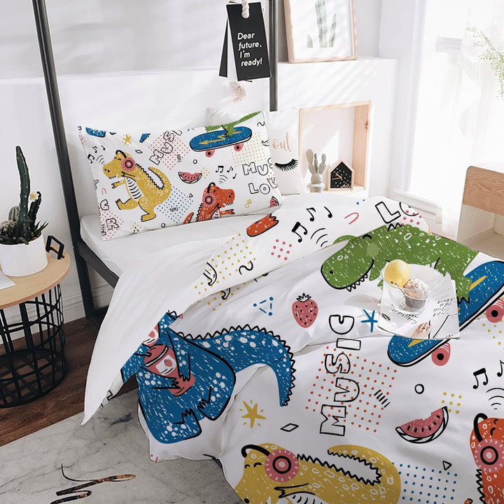 ZTYROLJ Dinosaurier Bettwäsche 135X200Cm Jungen, Bettbezug Mit Reißverschluss, Mikrofaser Bettwäsche Für 1 Person, Kinderbettwäsche Mit Kissenbezug 80X80Cm