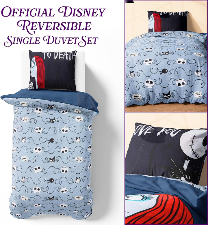 Stitch Bettbezug Set Für Mädchen & Teenager, Kinder Bettwäsche - Verschiedenen Größen (Schwarz Jack Sally Einzel)