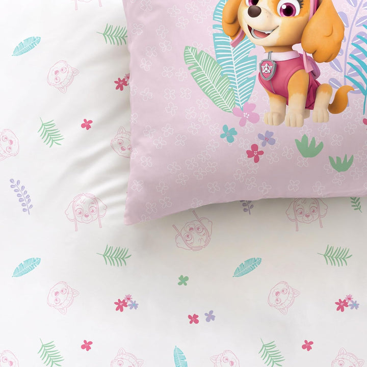Bettwäsche 135X200 Flanell, Biber Paw Patrol Skye & Everest Kuschelig Weich Für Herbst & Winter, 1X Kissenbezug 80X80 + Bettbezug 135X200, 100% Baumwolle, Mädchenbettwäsche
