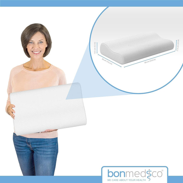 Pernă ergonomică Bonmedico Large - Pernă ortopedică de susținere a gâtului - Pernă de gât pentru dormit lateral, dormit pe spate - Pernă din spumă cu memorie - Pernă de dormit pentru adulți - Cadouri wellness