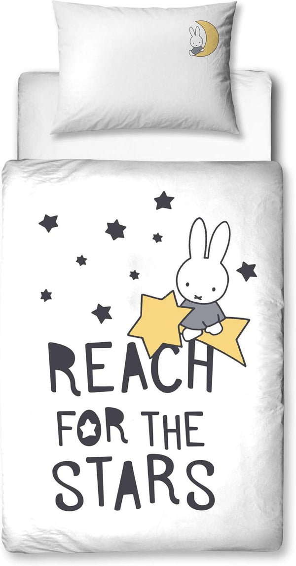 Termana Miffy Babybettwäsche 135X100 Flanell Biber, 1 Kissenbezug 40X60 + 1 Bettbezug 100X135 Cm, Miffy Hase Kinder-Bettwäsche Mädchen & Jungeb