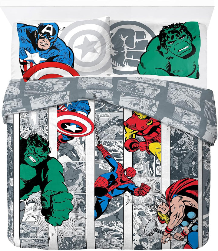 Jay Franco Marvel Spiderman City Streets Einzelbettgröße Kinderbettwäsche-Set Mit Bettbezug 135X200Cm + Kissenbezug 50X70Cm Aus 100% Baumwolle