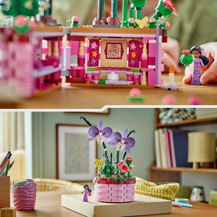 LEGO Ç€ Disney Encanto Ghiveciul de flori al Isabelei, set pentru copii cu orhidee de jucărie construibilă, set de construcție decorativ cu mini păpușă a unui personaj din film, idee de cadou pentru fete și băieți de la 9 ani 43237