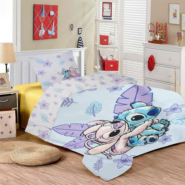 Kinderbettwäsche 135X200 Cm, Weiche Kinder Bettwäsche Set, Mit Kissenbezug 80×80 Cm, Stitch Kinderbettwäsche, 3D Anime Cartoon Drucken Kinderbettwäsche (Cartoon 2Set 009)