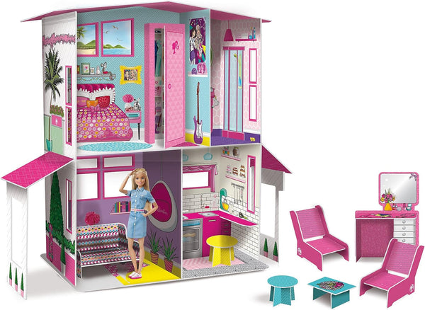 Lisciani - BARBIE Dollhouse - Barbie Dream Villa On Two Floors - 3D House To Build, Decorate And Design - Creative Craft And Construction Toy For Children 4 Years And Up