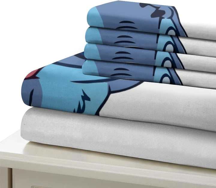 3-Teiliges Bettwäsche Set Stitch Geburtstagsdeko Mit Reißverschluss | Muster-Bettbezug-Set Lilo Und Stitch Friends Mit 2 Kissenbezügen 50X75 | Kinder Bettwäsche-Set | Weiß 2, 140X200 Cm