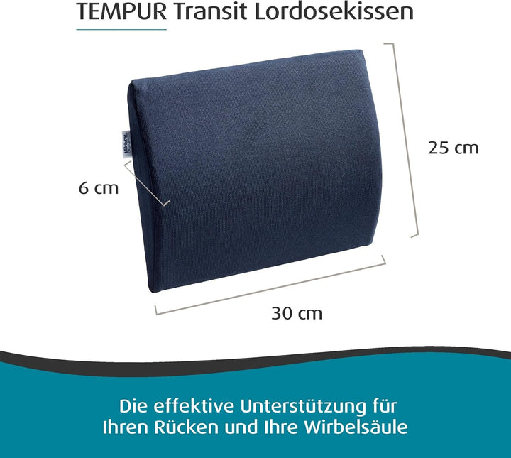 Pernă lombară TEMPUR Transit spumă cu memorie, pernă lombară ergonomică pentru călătorii și acasă, 30 X 25 cm, albastru