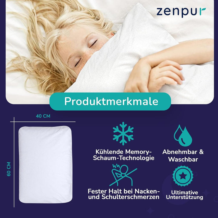 Set de 2 perne pentru susținerea gâtului 40X60-13Cm - Pernă ergonomică de dormit pentru gât și umeri, certificată Oeko-Tex