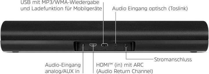 Technisat AUDIOMASTER SL 450 – Soundbar Mit Bluethooth (30 Watt, Usb-Anschluss, HDMI, HDMI ARC, 2.0 Kanal, Auxin, Audio Eingang Optisch, Fernbedienung) Schwarz