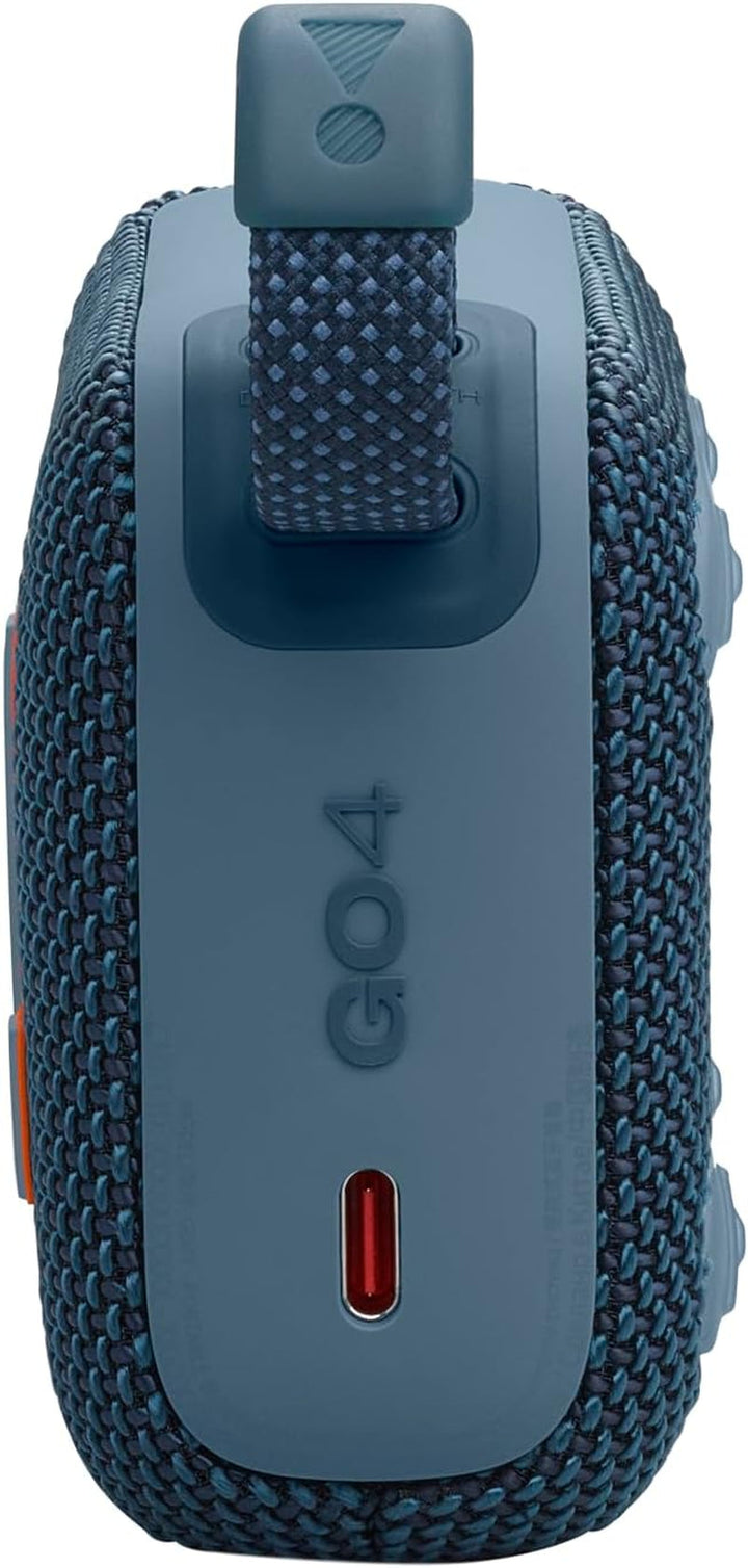 JBL Go 4 - Albastru - Boxă portabilă Bluetooth cu sunet JBL Pro, bas profund și funcție Playtime Boost - rezistentă la apă și praf - 7 ore de funcționare