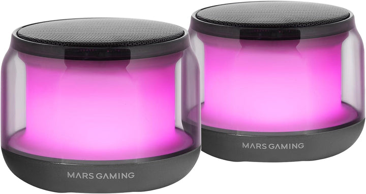 Mars Gaming MSB-ORB, Tragbarer Lautsprecher + Soundbar 20W, Orbilight RGB 360° Beleuchtung, Soundbar Mit Triple-Driver-System, Gaming-Lautsprecher Bluetooth 5.3 / Usb/Microsd/Aux/Fm, Schwarz