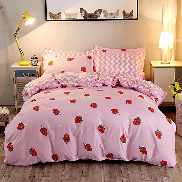 Kids Mädchen Cute Katze Kitty Katzenmotiv Bettwäsche Kinder Katzenbettwäsche Kinderbettwäsche Bed Duvet Cover Bedding Set 135×200Cm