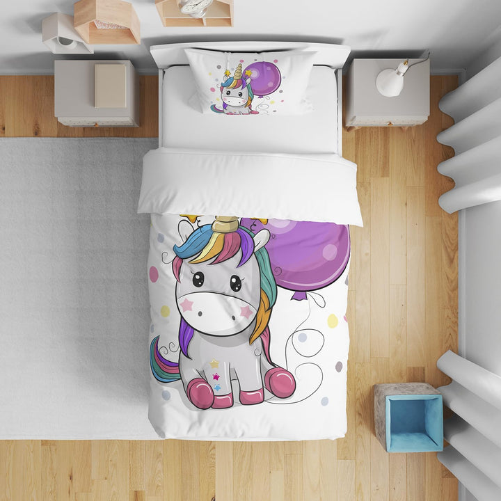 ZTYROLJ Einhorn Bettwäsche 100X135 Für Mädchen Kinder,Weich Mikrofaser Einhorn Bettbezug,Atmungsaktiv Einhorn Kinderbettwäsche 100X135 Mit Reißverschluss+40X60 Kissenbezüge
