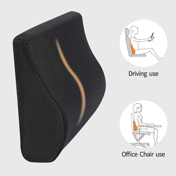 Livtribe pernă lombară auto, pernă de suport lombar din spumă de memorie, pernă ergonomică pentru spătar pentru scaune auto, scaun de birou, scaun cu rotile (negru)