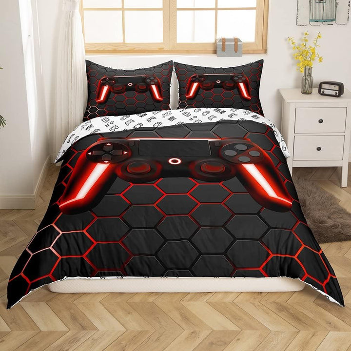 Gamer Bettwäsche Sets Für Jungen 155X220,Gaming Bettbezug Kinder Teens Männer Videospiel Zimmer Dekor Reversible Gaming Tröster Abdeckung Grün Retro Game Controller Bettbezug Weicher Luxus 2 Stücke