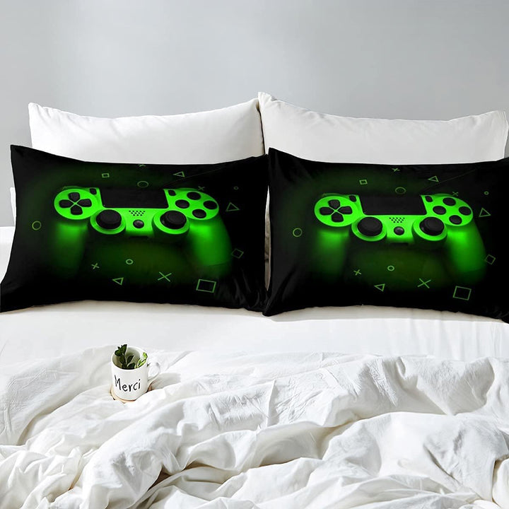 Gamer Bettwäsche Sets Für Jungen 155X220,Gaming Bettbezug Kinder Teens Männer Videospiel Zimmer Dekor Reversible Gaming Tröster Abdeckung Grün Retro Game Controller Bettbezug Weicher Luxus 2 Stücke