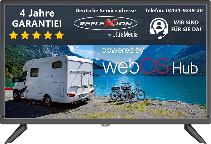 REFLEXION LED22IBT Smart LED Fernseher, LG Weboshub, 55 Cm / 22 Zoll, Wohnwagen/Wohnmobil/Camping/Caravan/Boot/Lkw TV, 12/230 Volt, Full HD, Triple Tuner, DVB-T2HD, DVB-S2, DVB-C, Bluetooth, WLAN