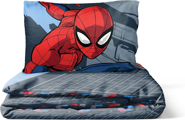 Jay Franco Marvel Spiderman City Streets Einzelbettgröße Kinderbettwäsche-Set Mit Bettbezug 135X200Cm + Kissenbezug 50X70Cm Aus 100% Baumwolle