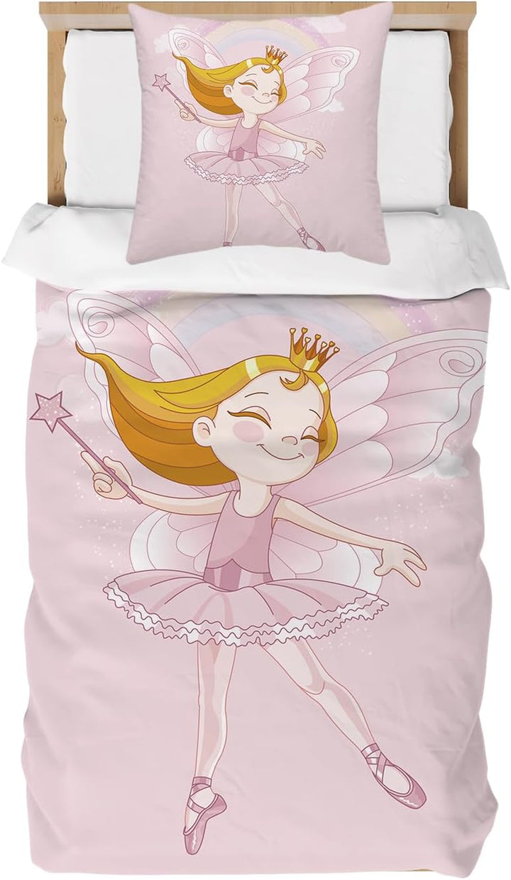 DJDEA Kinderbettwäsche 100X135 Cm Weich Mikrofaser 2-Teiliges Bettwäsche Mädchen Atmungsaktiv Bedrucktes Bettwäsche Einhorn Mit Kissenbezug 40X60Cm