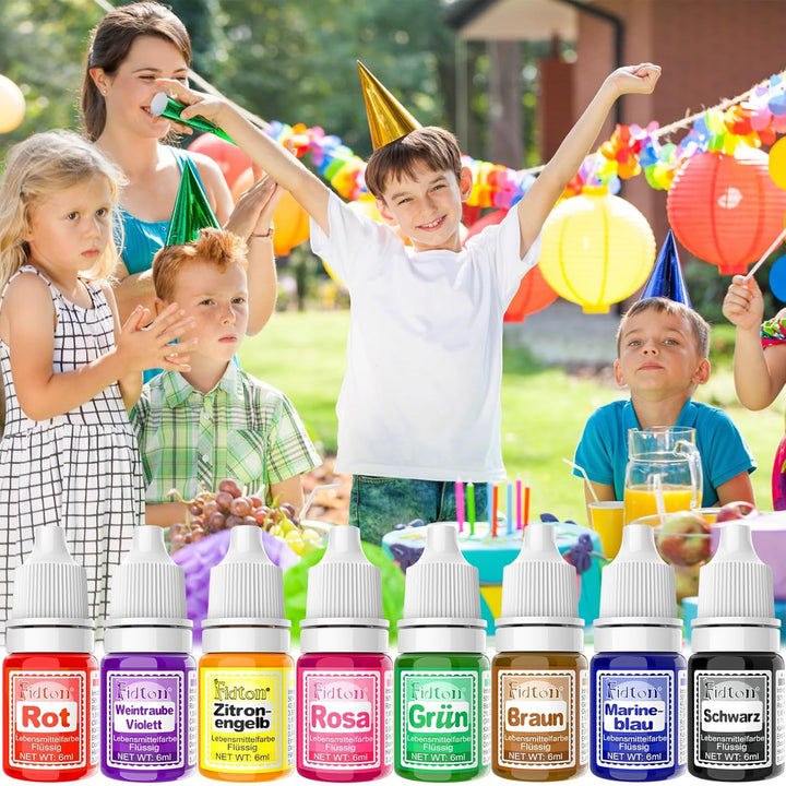 Lebensmittelfarbe Flüssig - Fidton 15 Farben Hochkonzentrierte Essbare Tortendeko Set, Food Coloring Für Ostereierfarben, Fondant, Kochen, Flüssige Lebensmittelfarbe Für Makronen - 6 Ml