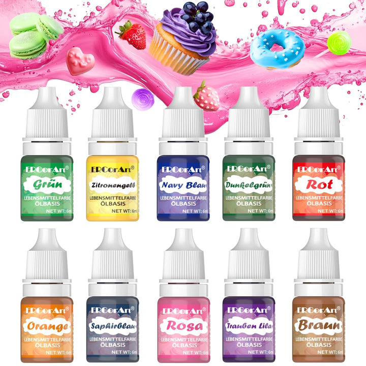 Lebensmittelfarbe Gel -12 Farben Flüssige Konzentrierte Lebensmittel Farben Set Für Kuchen Backen,Macaron, Fondant,Kekse - Food Coloring Für Kuchendekoration, DIY Seifen,Airbrush Einfärben - 6 Ml Je