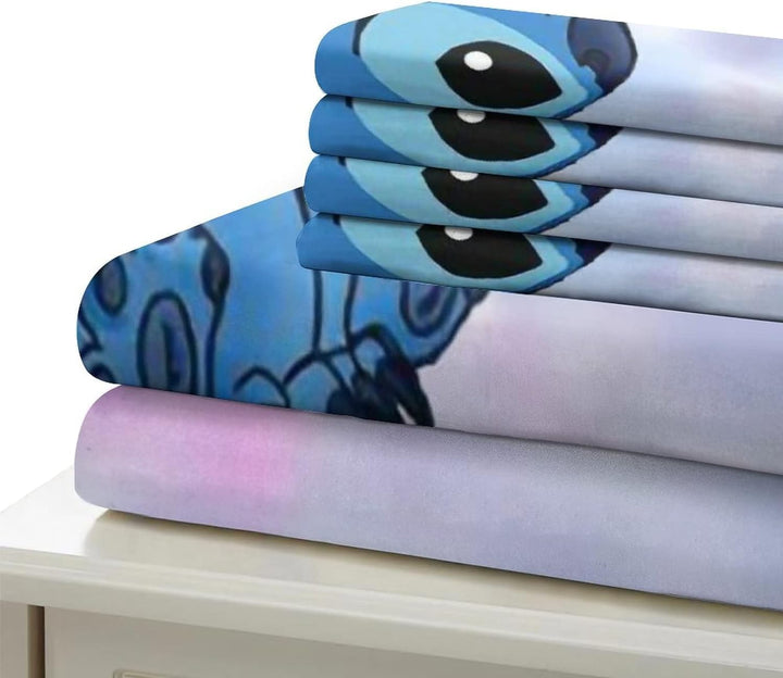 3-Teiliges Bettwäsche Set Stitch Geburtstagsdeko Mit Reißverschluss | Muster-Bettbezug-Set Lilo Und Stitch Friends Mit 2 Kissenbezügen 50X75 | Kinder Bettwäsche-Set | Weiß 2, 140X200 Cm