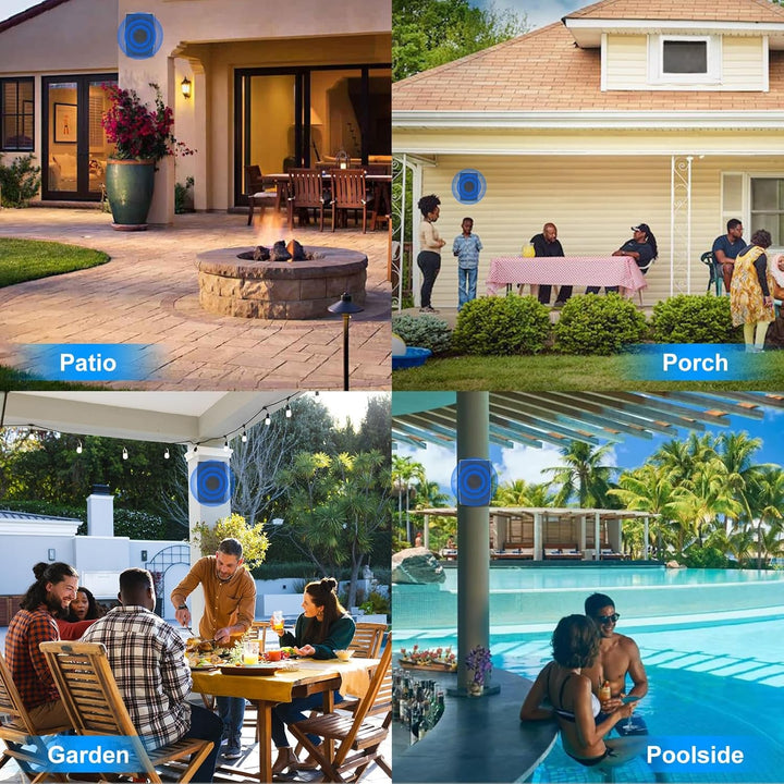 Herdio 6,5 Zoll Outdoor Lautsprecher Wasserdicht Passive 2-Wege 400W Wandlautsprecher Mit Kraftvollem Bass Für Patio Home Indoor Poolside Deck Backyard (Paar, Schwarz)