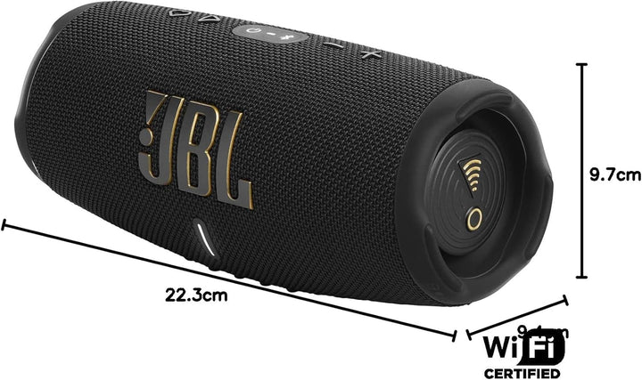 JBL Charge 5 Wifi - Difuzor wireless cu Bluetooth și Wifi - rezistent la apă și praf - Powerbank integrat - autonomie de până la 20 de ore - negru