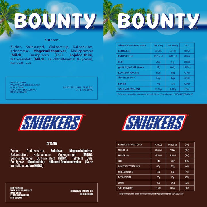 Miniatures Mix, Mars, Snickers, Bounty & Twix, Riegelklassiker Im Mini Format, Milchschokoladen, Schokolade Großpackung, Party Mix, 296 Riegel, 1 X 3Kg