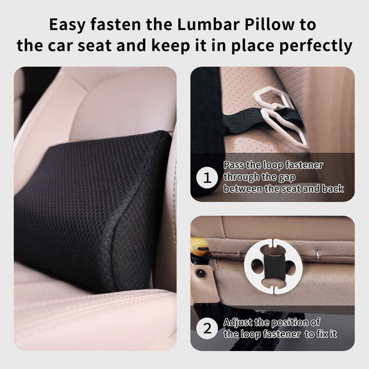 Livtribe pernă lombară auto, pernă de suport lombar din spumă de memorie, pernă ergonomică pentru spătar pentru scaune auto, scaun de birou, scaun cu rotile (negru)