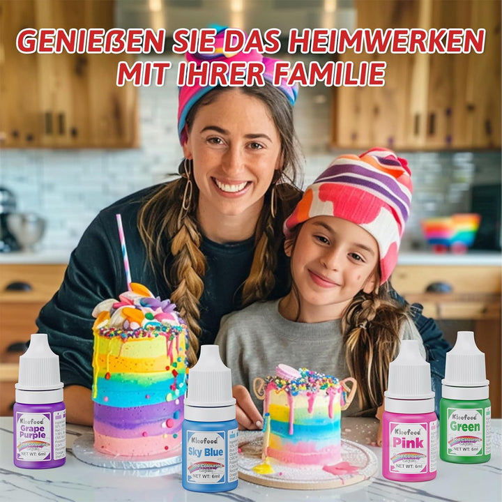 Lebensmittelfarbe - 10 Farben Lebensmittelfarbe Flüssig, Hochkonzentrierte Lebensmittelfarben, Flüssige Food Coloring Für Kuchen Backen, Kekse, Macaron, Fondantieren, DIY Slime - 6Ml