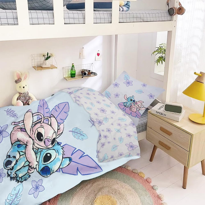 Kinderbettwäsche 135X200 Cm, Weiche Kinder Bettwäsche Set, Mit Kissenbezug 80×80 Cm, Stitch Kinderbettwäsche, 3D Anime Cartoon Drucken Kinderbettwäsche (Cartoon 2Set 009)
