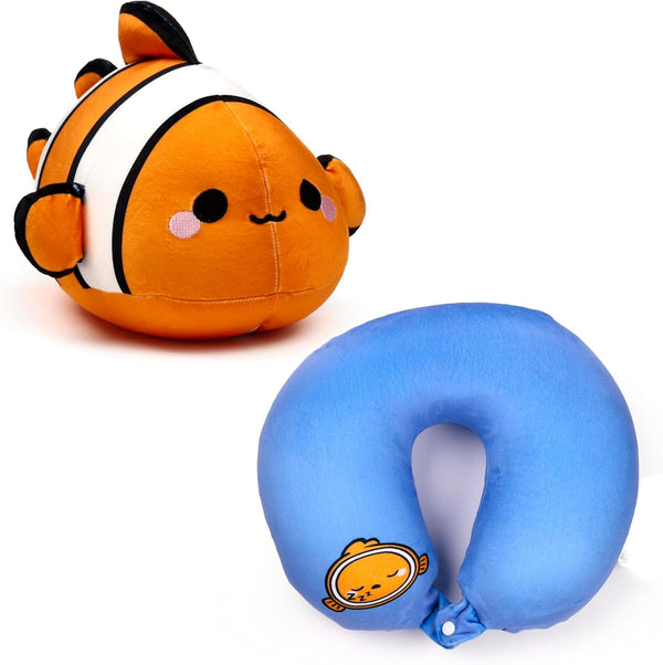 Puckator Swapseazzz Adoramals ocean clownfish 2-in-1 pernă de călătorie și jucărie moale