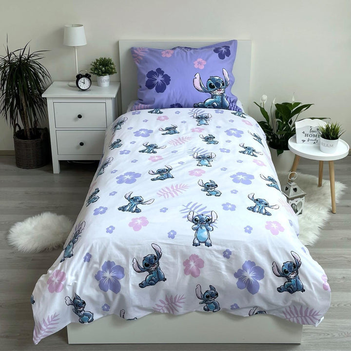 2-Teilige Kinder-Bettwäsche Lilo and Stitch, 100 % Baumwolle, Bettbezug 140 Cm X 200 Cm + 1 Kissenbezug 50 X 70 Cm