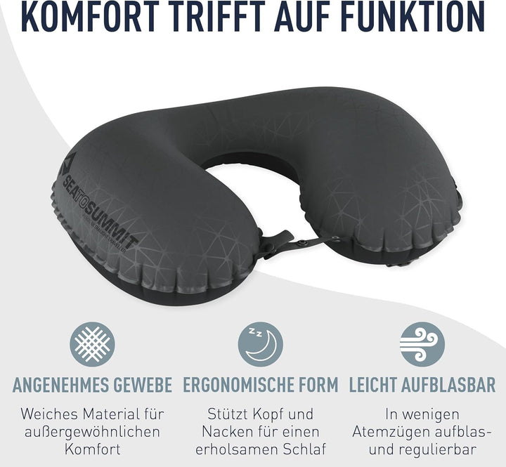 Sea to Summit - Aeros Premium Lumbar Cushion - Pernă de susținere gonflabilă - Ajutor pentru partea inferioară a spatelui - 50D Polyester Fabric - Geantă de călătorie compactă - Lucru, călătorie și călătorii cu mașina - Gri - 70G