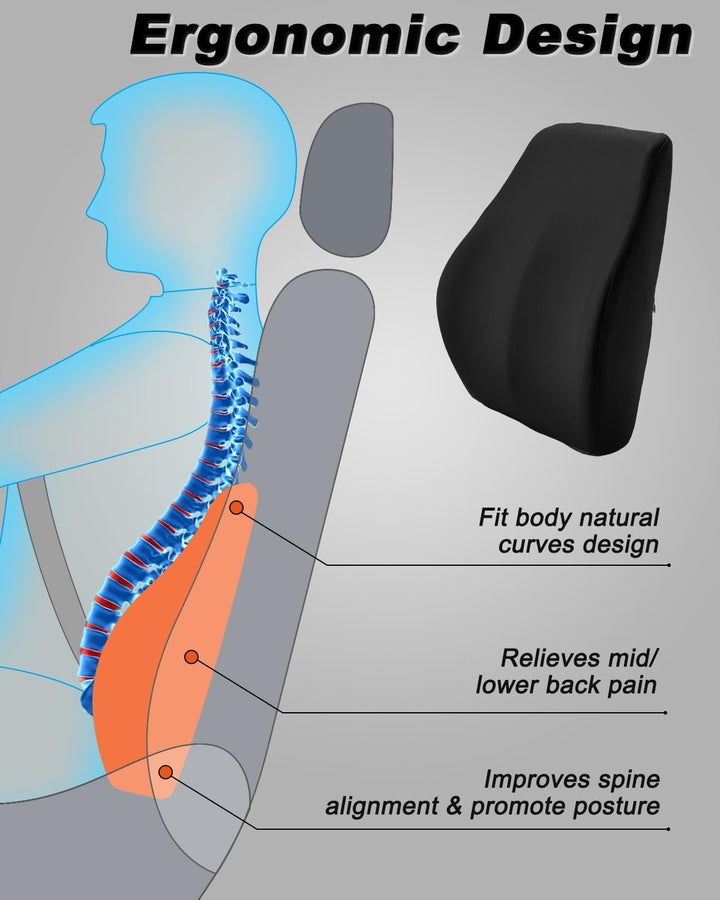 Mașină cu pernă lombară, mașină cu suport lombar din spumă de memorie, mașină cu pernă lombară ergonomică, spătar pentru a ușura perna de suport pentru spate pentru scaune auto, scaun de birou, scaun cu rotile