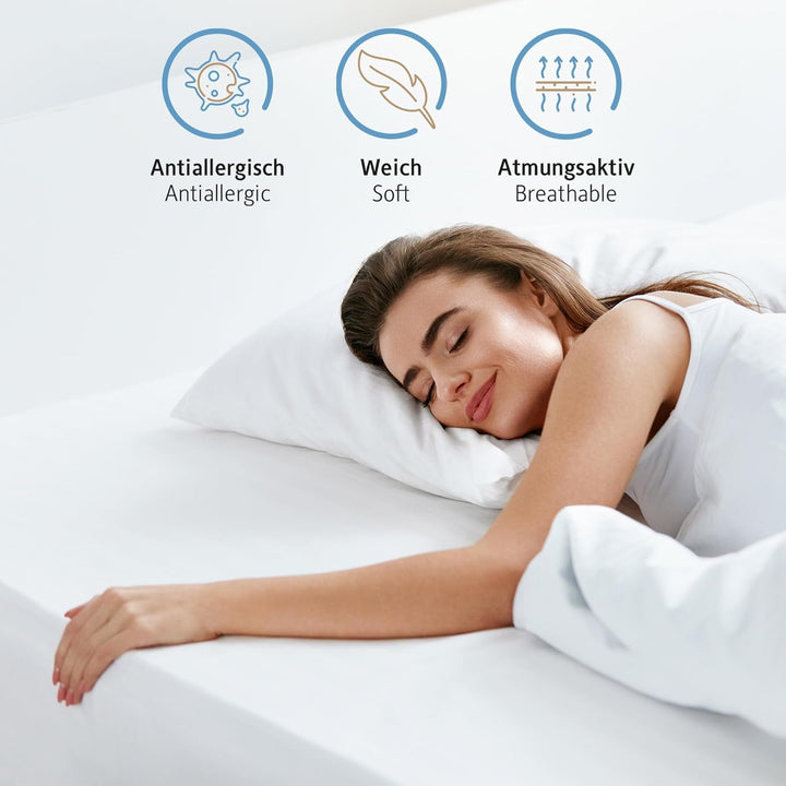 Pernă 80X80 Cm set de 2, pernă certificată Oeko-Tex cu umplutură de pernă 1000G, potrivită pentru alergici, lavabilă