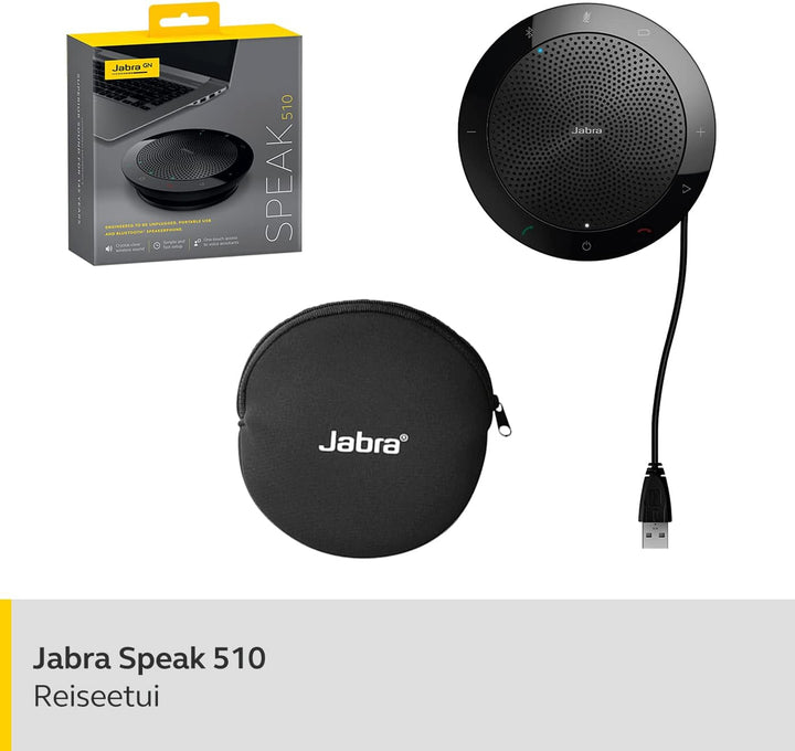 Boxă Jabra Speak 510 - Boxă Bluetooth portabilă, boxă pentru conferințe - Se conectează la laptopuri, smartphone-uri și tablete - Conector USB, negru