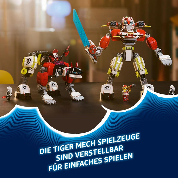 LEGO Dreamzzz Cooper's Tiger Mech și Zero'S Hot Rod Car, mașină de jucărie pentru copii, cadou pentru băieți și fete de la 9 ani, set de joacă 2 în 1 cu Mech și minifigurine 71497