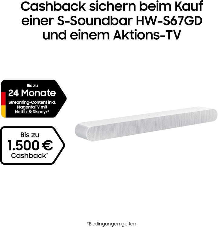 Samsung HW-S67GD 3.1-Kanal All-In-One Soundbar Für Tv-Geräte, Bluetooth-Lautsprecher Mit Kabellosem Dolby Atmos / DTS Virtual:X, Q-Symphony, Adaptive Sound Lite [2024]