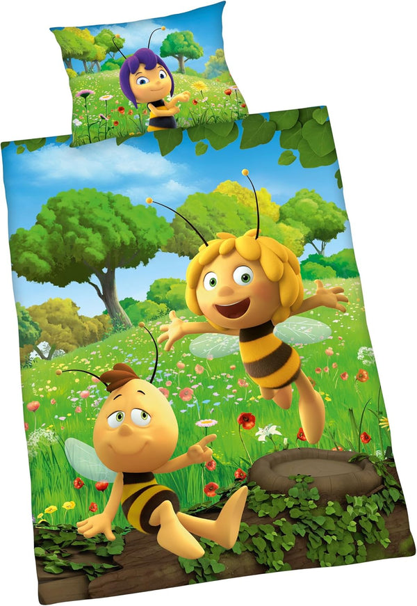 Herding BIENE MAJA Kleinkinder-Bettwäsche-Set, Wendemotiv, Bettbezug 100 X 135 Cm, Kopfkissenbezug 40 X 60 Cm, Baumwolle/Renforcé
