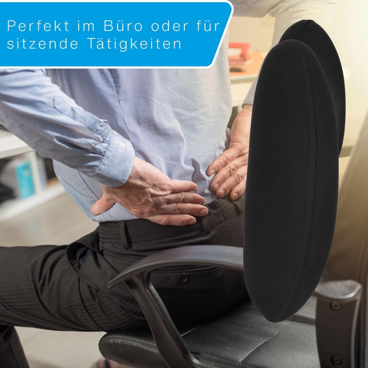 Cartrend pernă lombară din spumă cu memorie, pernă ergonomică pentru spate pentru mașină, birou și călătorii, respirabilă, capac detașabil, suport pentru o postură sănătoasă de ședere, 1 bucată, negru