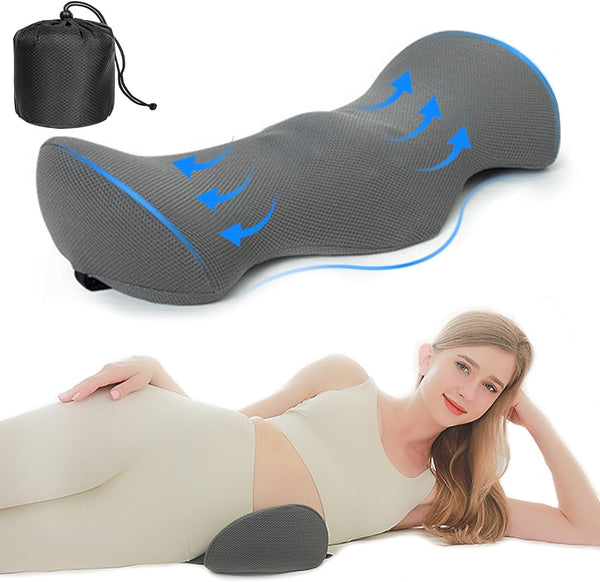 TFCIOD Pernă de susținere lombară, pernă de confort a coloanei vertebrale din spumă de memorie, pernă lombară, pernă de susținere a spatelui cu design ergonomic pentru ameliorarea durerii, pernă sciatică pentru pat, canapea, mașină (gri)