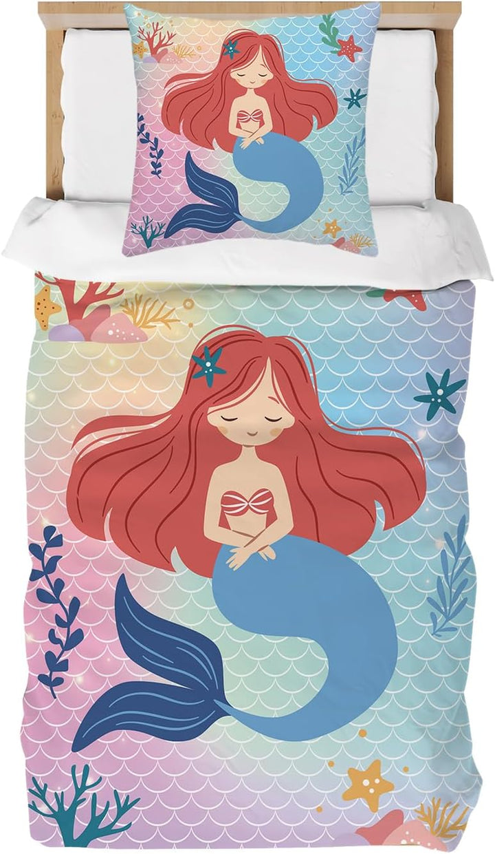 DJDEA Kinderbettwäsche 100X135 Cm Weich Mikrofaser 2-Teiliges Bettwäsche Mädchen Atmungsaktiv Bedrucktes Bettwäsche Einhorn Mit Kissenbezug 40X60Cm